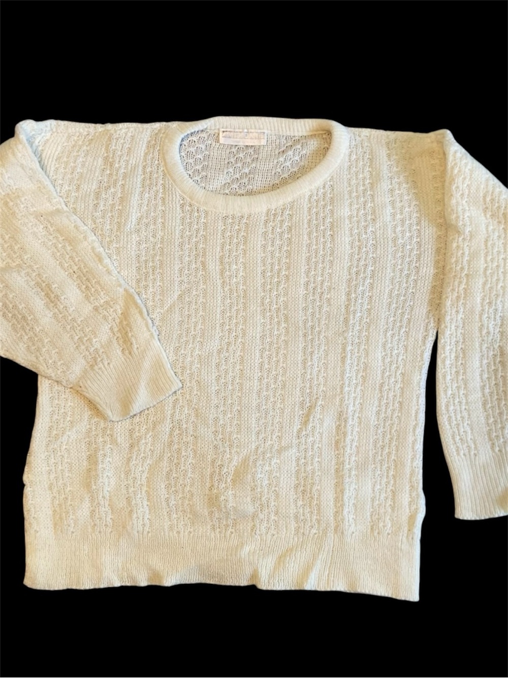 Light Cream Textured Crewneck Sweater